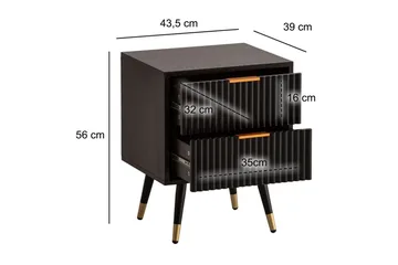 Sängbord Wohnling Modern look med 2 lådor tillverkade av spånskiva med ek-effekt glansiga höjdpunkter - Möbler - Sovrum - Sängbord