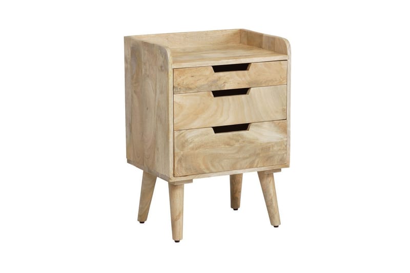 Sängbord Wohnling Modern look med 3 lådor tillverkade av massivt mangoträ en förvaringshylla - Möbler - Sovrum - Sängbord