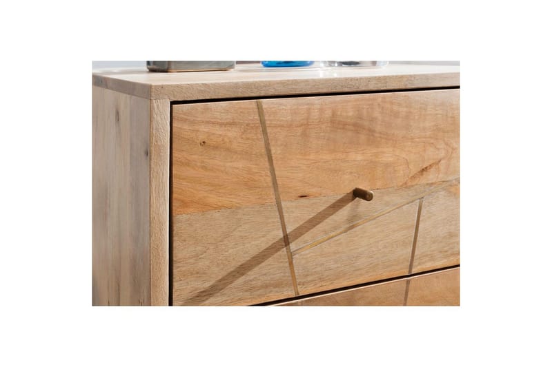 Sängbord Wohnling SIKAR massivt mangoträ för boxfjädersäng metallinlägg 2 lådor - Möbler - Sovrum - Sängbord