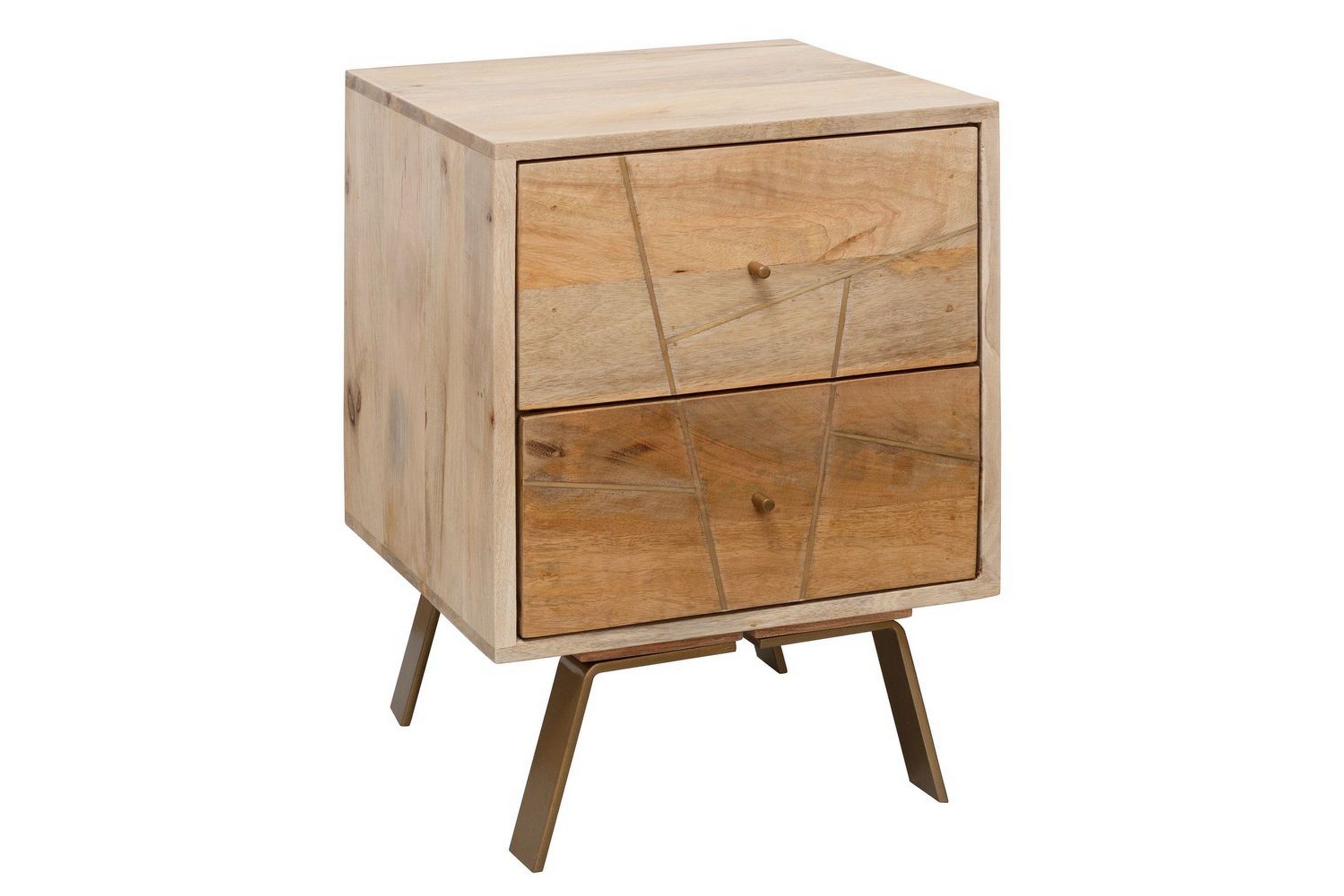 sängbord wohnling sikar massivt mangoträ för boxfjädersäng metallinlägg 2 lådor -