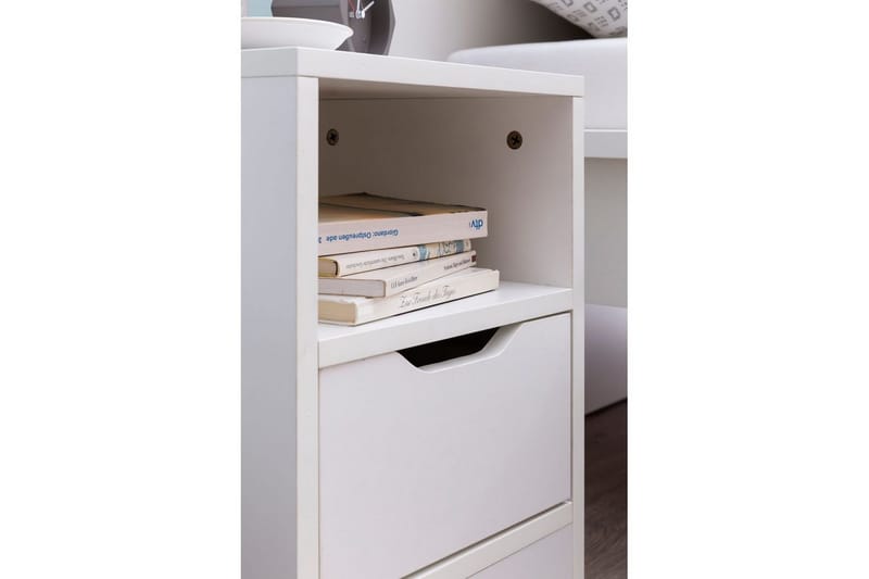 Sängbord Wohnling Vit med 1 låda Enkel modern design och hylla - Möbler - Sovrum - Sängbord