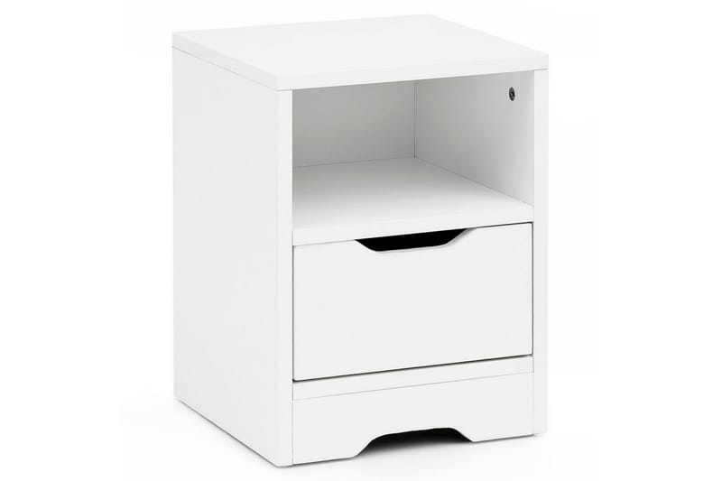 Sängbord Wohnling Vit med 1 låda Enkel modern design och hylla - Möbler - Sovrum - Sängbord