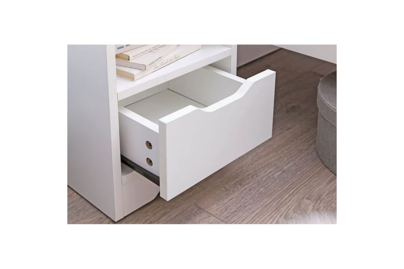 Sängbord Wohnling Vit med 1 låda Enkel modern design och hylla - Möbler - Sovrum - Sängbord