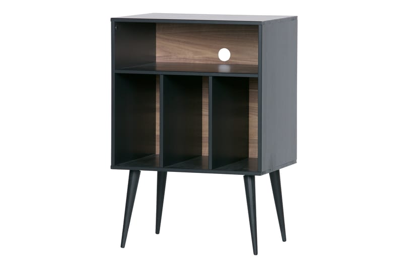 XAIME Sängbord 60 cm med Förvaring Hyllor Valnöt/Svart - Möbler - Sovrum - Sängbord