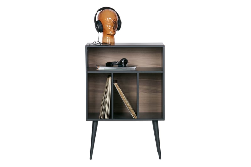 XAIME Sängbord 60 cm med Förvaring Hyllor Valnöt/Svart - Möbler - Sovrum - Sängbord