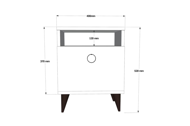 YUKARY Nattduksbord 52 cm Vit - Sängbord - Bord
