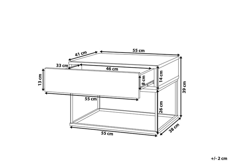 Zygmont Sängbord 55 cm med Lådor i Trä - Grå - Möbler - Sovrum - Sängbord