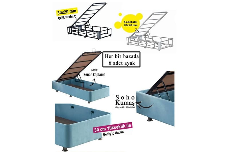 Sängbotten för Enkel Säng Narwanisigt enkel ljusblå - 120 x 200 cm - Möbler - Sovrum - Sängram & sängstomme