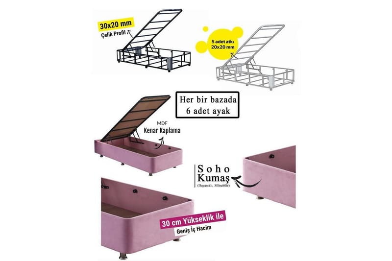 Sängbotten för Enkel Säng Rasul Single Pnk - 120 x 200 cm - Möbler - Sovrum - Sängram & sängstomme