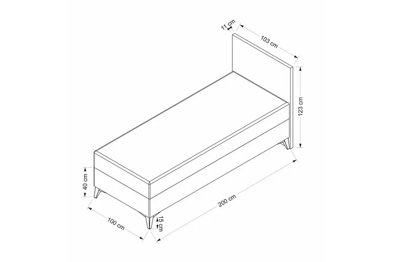 Sängbotten & Sänggavel för Enkel Säng Badena Beige - 100 x 40 x 200 cm - Möbler - Sovrum - Sängram & sängstomme