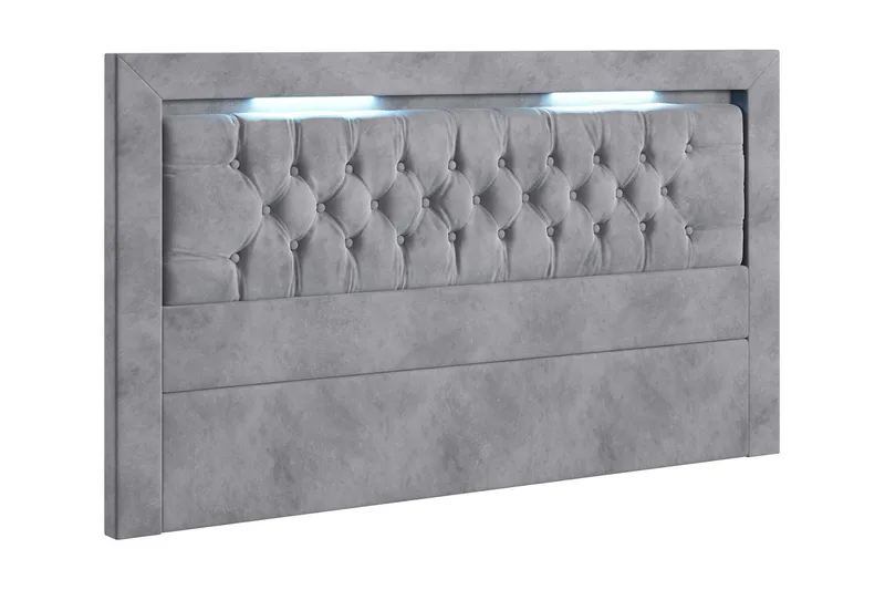 Arona Sänggavel 160 cm med Belysning Sammet - Grå - Möbler - Sovrum - Sänggavlar