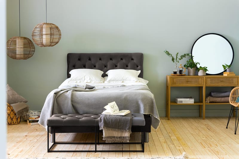 Ella Sänggavel 120 cm Djuphäftad - Mörkgrå/Sammet - Möbler - Sovrum - Sänggavlar