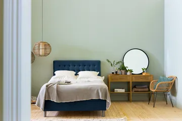 Ella Sänggavel 120 cm Rutig - Blå/Sammet - Möbler - Sovrum - Sänggavlar