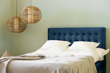 Ella Sänggavel 120 cm Rutig - Blå/Sammet - Möbler - Sovrum - Sänggavlar