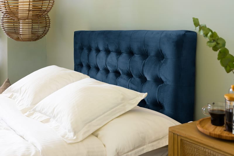 Ella Sänggavel 120 cm Rutig - Blå/Sammet - Möbler - Sovrum - Sänggavlar