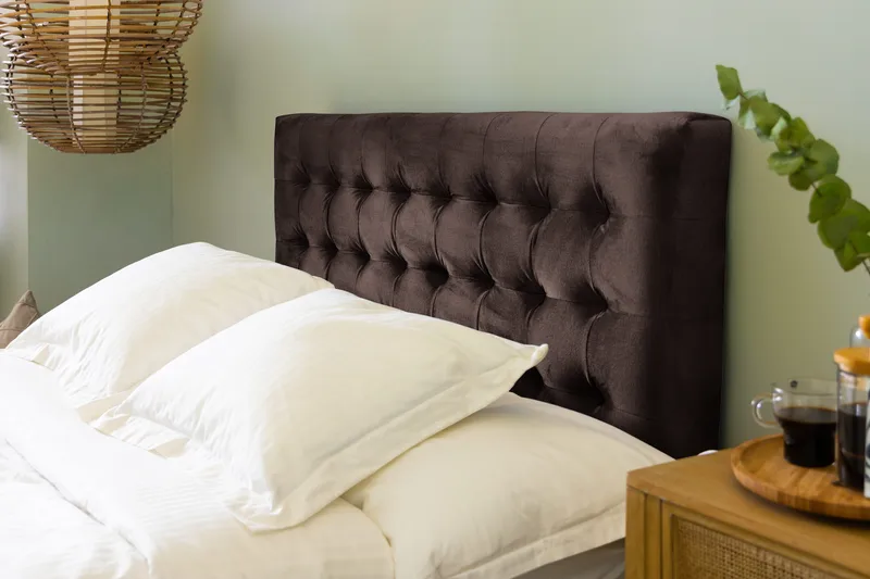 Ella Sänggavel 120 cm Rutig - Brun/Sammet - Möbler - Sovrum - Sänggavlar