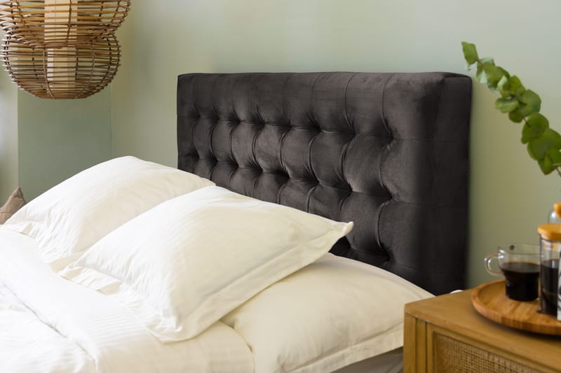 Ella Sänggavel 120 cm Rutig - Mörkgrå/Sammet - Möbler - Sovrum - Sänggavlar