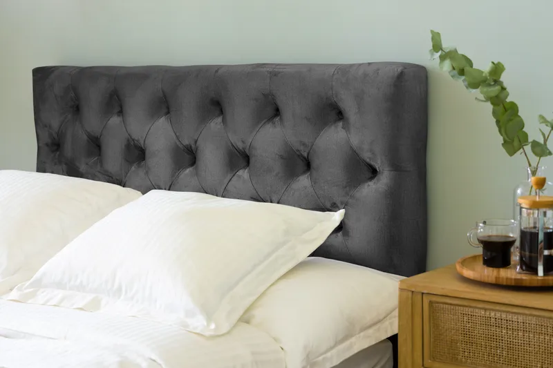 Ella Sänggavel 140 cm Djuphäftad - Mellangrå/Sammet - Möbler - Sovrum - Sänggavlar