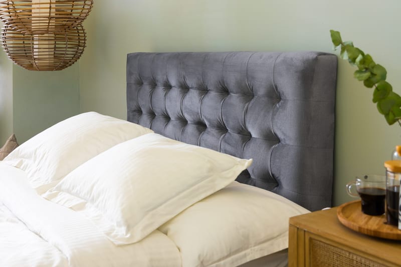 Ella Sänggavel 140 cm Rutig - Grå/Sammet - Möbler - Sovrum - Sänggavlar