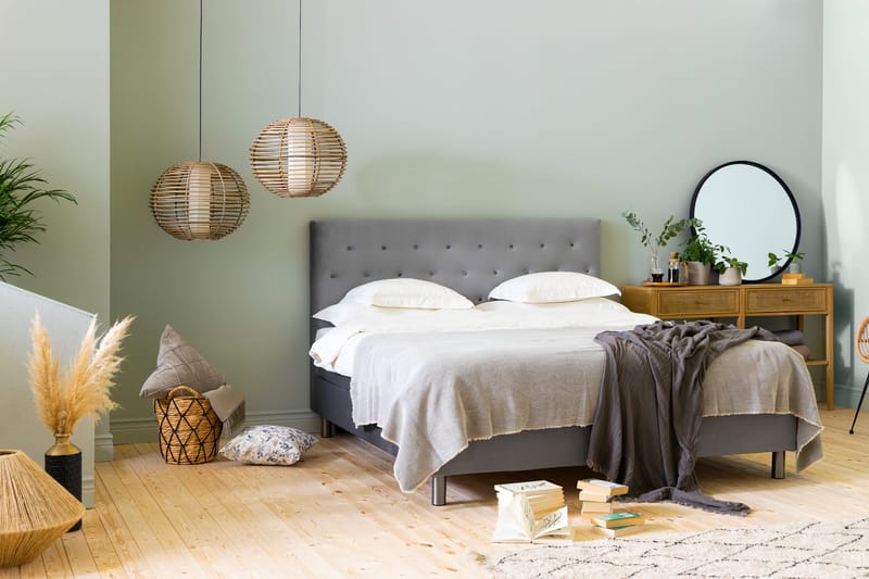 Ella Sänggavel 160 cm Knappar - Grå/Sammet - Möbler - Sovrum - Sänggavlar