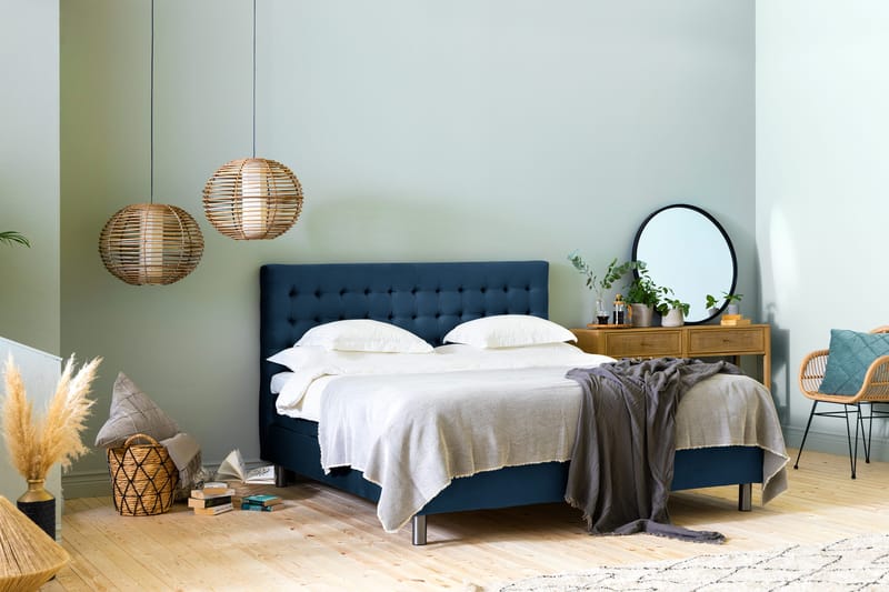 Ella Sänggavel 160 cm Rutig - Blå/Sammet - Möbler - Sovrum - Sänggavlar