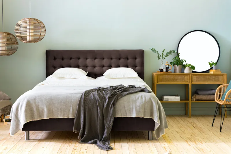 Ella Sänggavel 180 cm Rutig - Brun/Sammet - Möbler - Sovrum - Sänggavlar