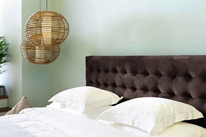 Ella Sänggavel 180 cm Rutig - Brun/Sammet - Möbler - Sovrum - Sänggavlar