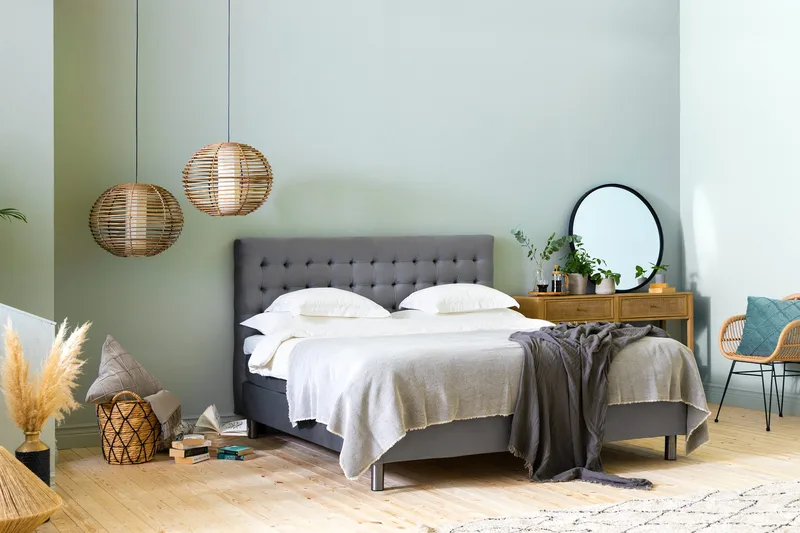 Ella Sänggavel 180 cm Rutig - Grå/Sammet - Möbler - Sovrum - Sänggavlar