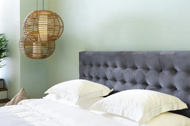 Ella Sänggavel 180 cm Rutig - Grå/Sammet - Möbler - Sovrum - Sänggavlar