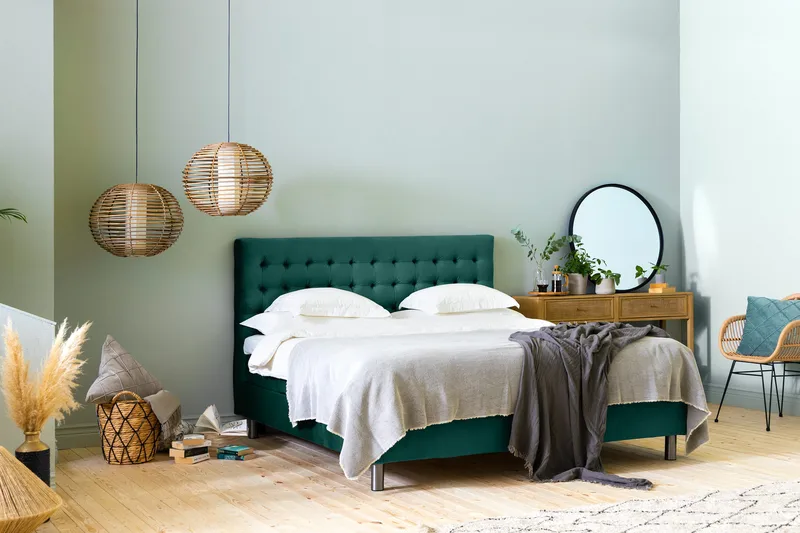 Ella Sänggavel 180 cm Rutig - Grön/Sammet - Möbler - Sovrum - Sänggavlar