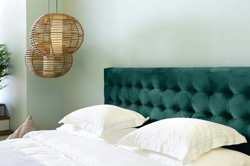 Ella Sänggavel 180 cm Rutig - Grön/Sammet - Möbler - Sovrum - Sänggavlar