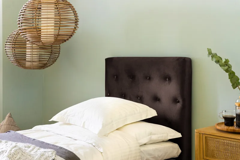 Ella Sänggavel 90 cm Knappar - Brun/Sammet - Möbler - Sovrum - Sänggavlar