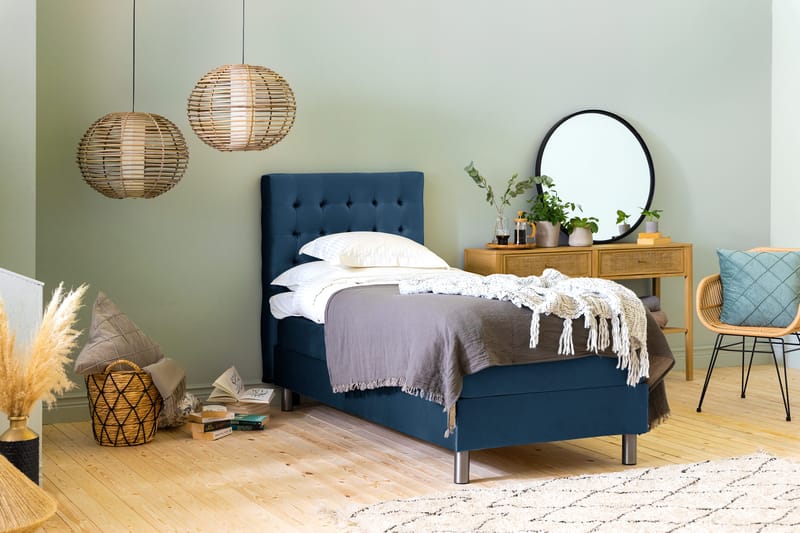 Ella Sänggavel 90 cm Rutig - Blå/Sammet - Möbler - Sovrum - Sänggavlar