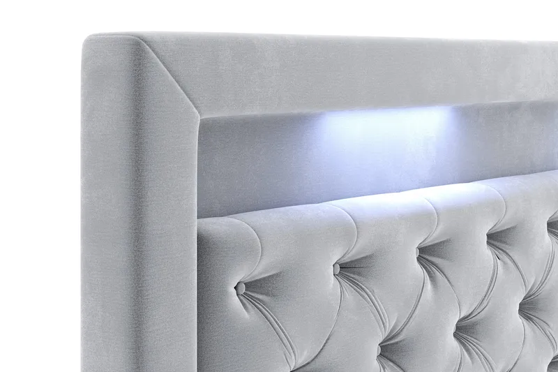 Hilton Velvet LED Gavel 200 - Ljusgrå - Möbler - Sovrum - Sänggavlar