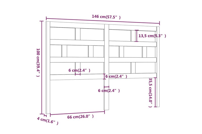 Sänggavel grå 146x4x100 cm massiv furu - Grå - M�öbler - Sovrum - Sänggavlar