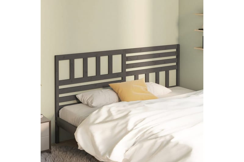 Sänggavel grå 186x4x100 cm massiv furu - Grå - Sänggavlar