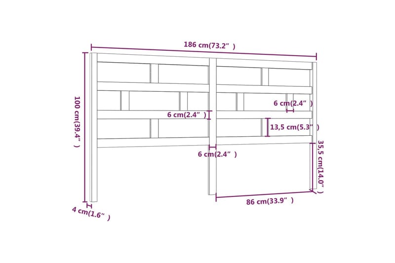 Sänggavel grå 186x4x100 cm massiv furu - Grå - M�öbler - Sovrum - Sänggavlar