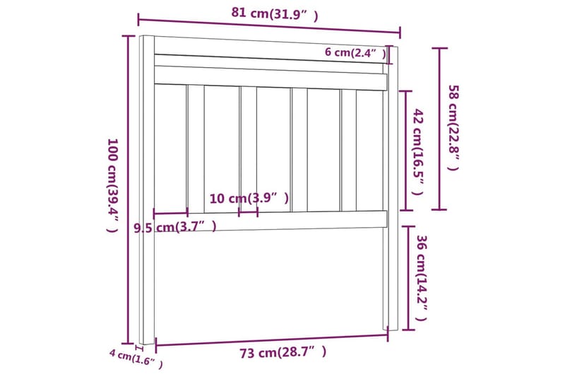 Sänggavel grå 81x4x100 cm massiv furu - Grå - Möbler - Sovrum - Sänggavlar