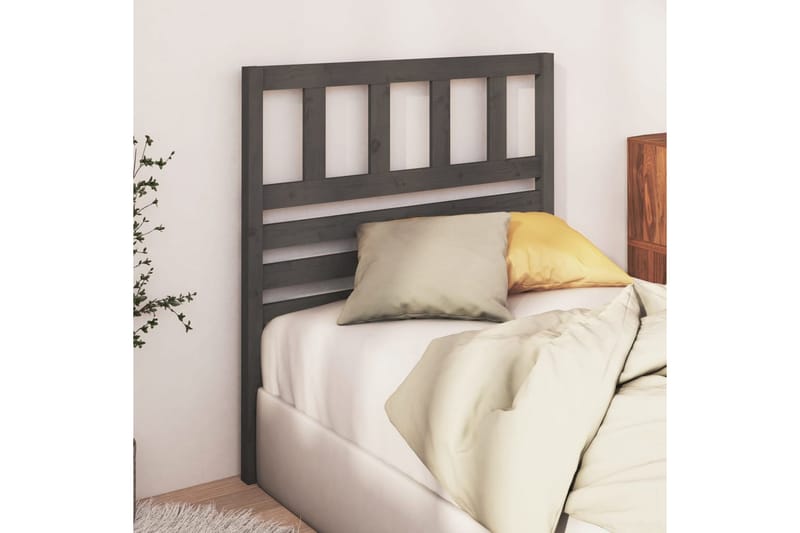 Sänggavel grå 81x4x100 cm massiv furu - Grå - Sänggavlar