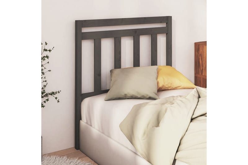 Sänggavel grå 96x4x100 cm massiv furu - Grå - Sänggavlar
