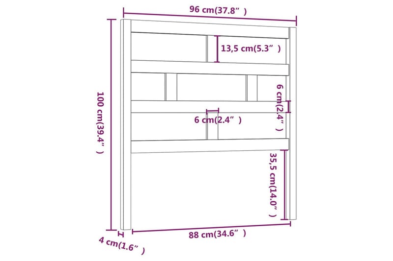 Sänggavel grå 96x4x100 cm massiv furu - Grå - Möbler - Sovrum - Sänggavlar