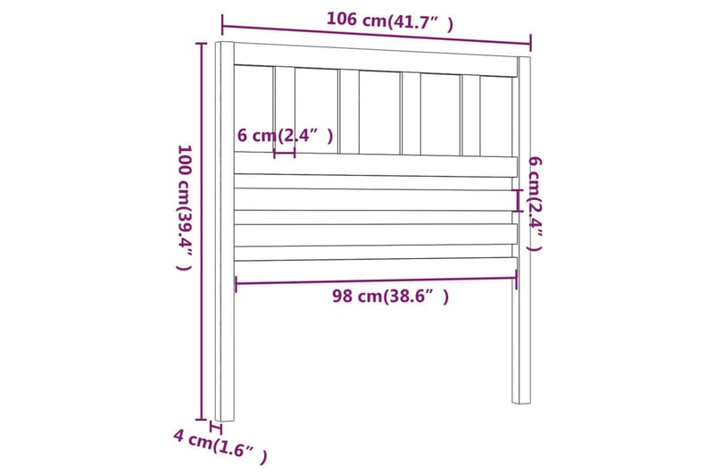 Sänggavel honungsbrun 106x4x100 cm massiv furu - Honung - Möbler - Sovrum - Sänggavlar