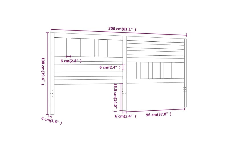 Sänggavel honungsbrun 206x4x100 cm massiv furu - Honung - Möbler - Sovrum - Sänggavlar