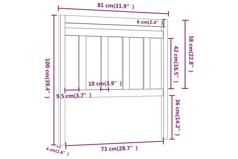 Sänggavel honungsbrun 81x4x100 cm massiv furu - Honung - Sänggavlar