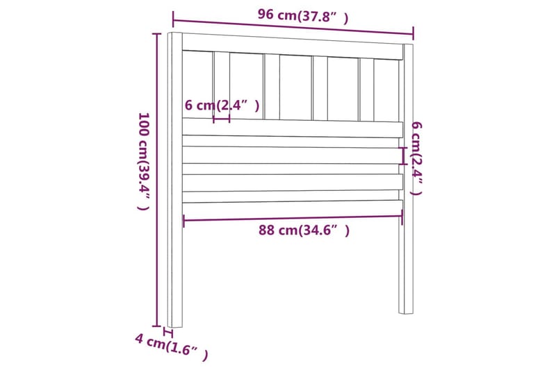 Sänggavel honungsbrun 96x4x100 cm massiv furu - Honung - Möbler - Sovrum - Sänggavlar