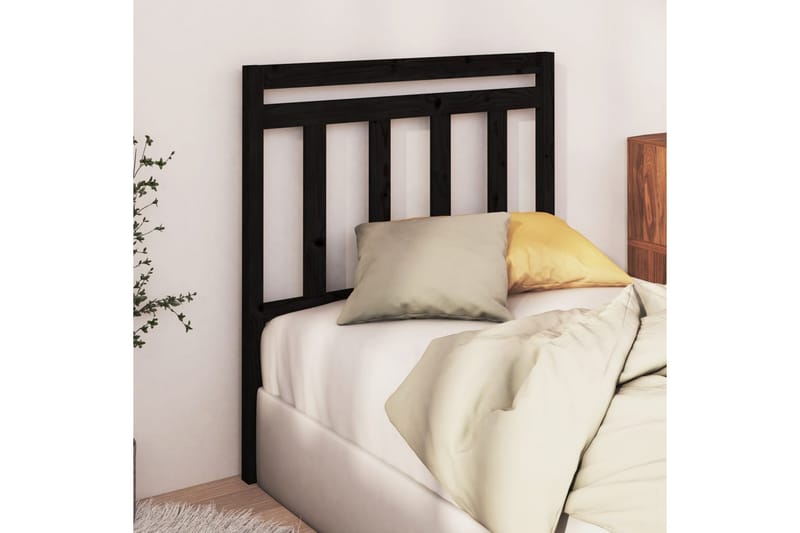 Sänggavel svart 96x4x100 cm massiv furu - Svart - Sänggavlar