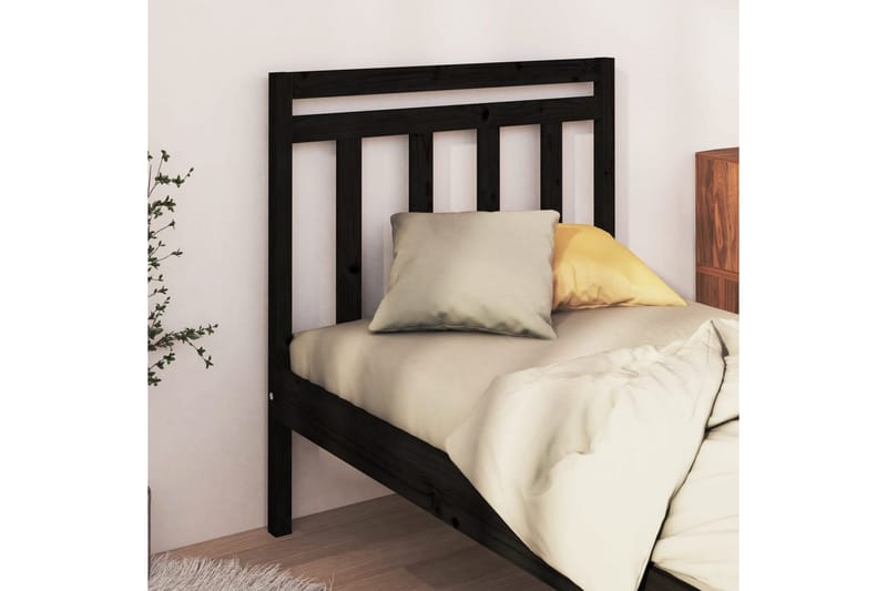 Sänggavel svart 96x4x100 cm massiv furu - Svart - Sänggavlar