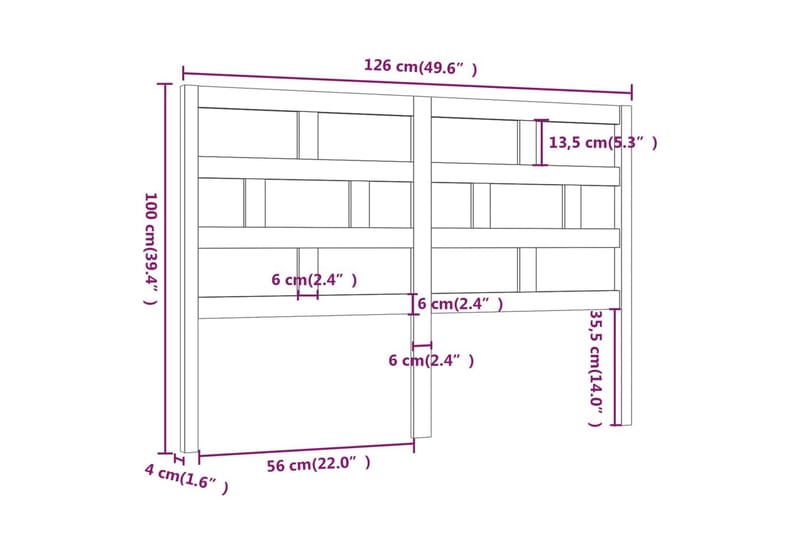 Sänggavel vit 126x4x100 cm massiv furu - Vit - Sänggavlar