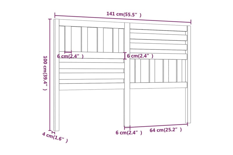 Sänggavel vit 141x4x100 cm massiv furu - Vit - Sänggavlar