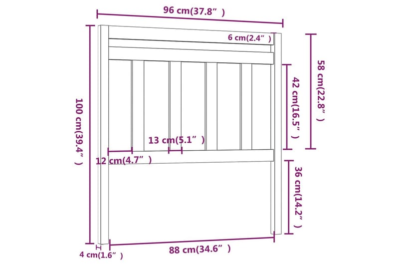Sänggavel vit 96x4x100 cm massiv furu - Vit - Möbler - Sovrum - Sänggavlar